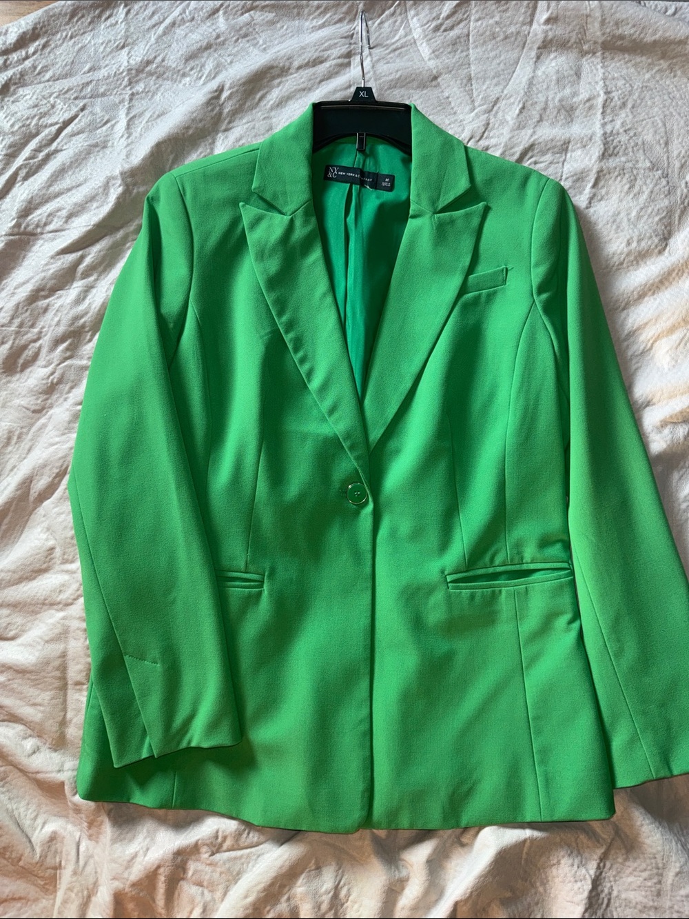 NY Collection Bright Green Single-Button Blazer
